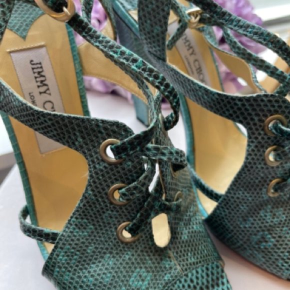 Jimmy Choo Lizard Open Toe Sz 39.5 Shoe - Picture 7 of 9
